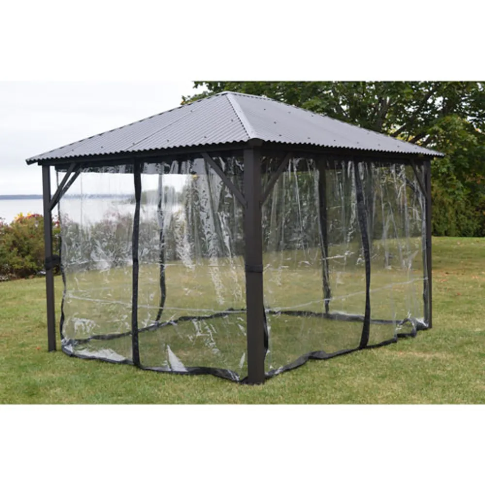 Corriveau Safezone Mica Curtain for 12’ x 16’ Gazebo - Transparent/Black