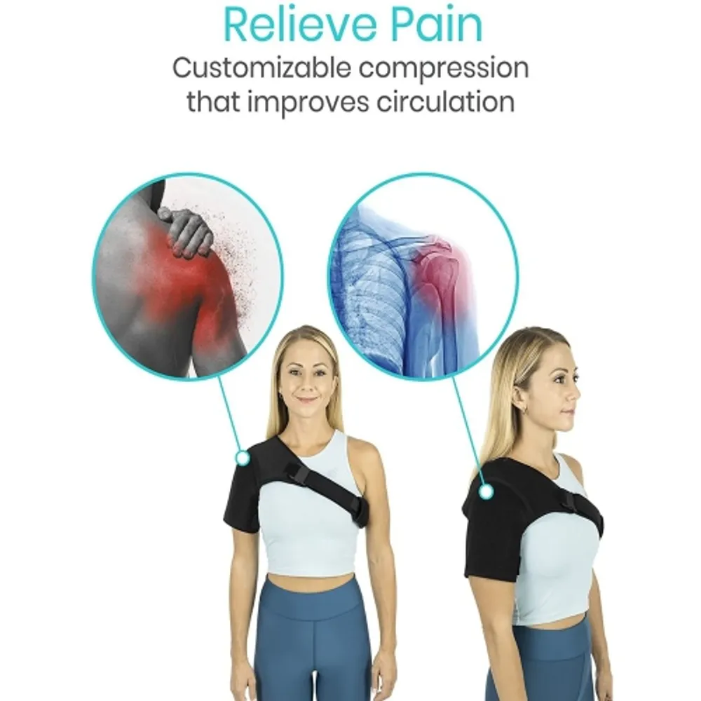 Shoulder Support Adjustable Fit Sleeve Wrap, Relief for Shoulder Injuries  and Tendonitis