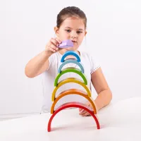 Bigjigs Toys Wooden Rainbow Stacking Toy - Small - Rainbow