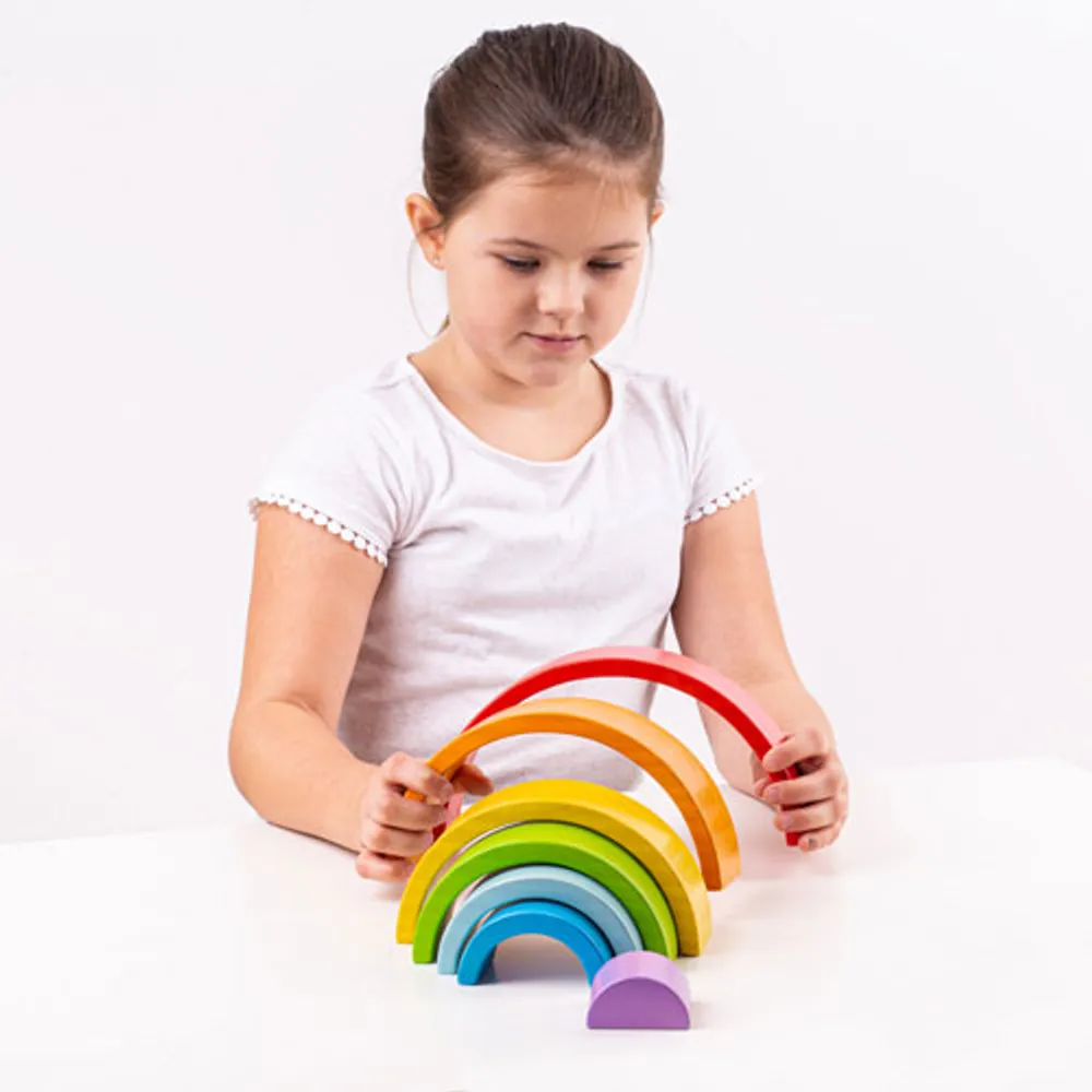 Bigjigs Toys Wooden Rainbow Stacking Toy - Small - Rainbow