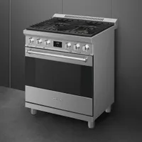 Smeg 30" 4.6 Cu. Ft. True Convection Freestanding Gas Range (SPR30UGGX) - Stainless Steel