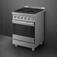 Smeg 24" 2.8 Cu. Ft. True Convection Freestanding Gas Range (SPR24UGGX) - Stainless Steel