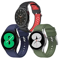 StrapsCo Silicone Strap for Galaxy Watch5/Galaxy Watch4 - 3 Pack - Black/Red/Blue/Green