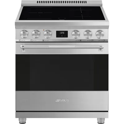 Smeg 30" 4.6 Cu. Ft. True Convection Freestanding Induction Range (SPR30UIMX) - Stainless Steel