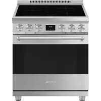 Smeg 30" 4.6 Cu. Ft. True Convection Freestanding Induction Range (SPR30UIMX) - Stainless Steel