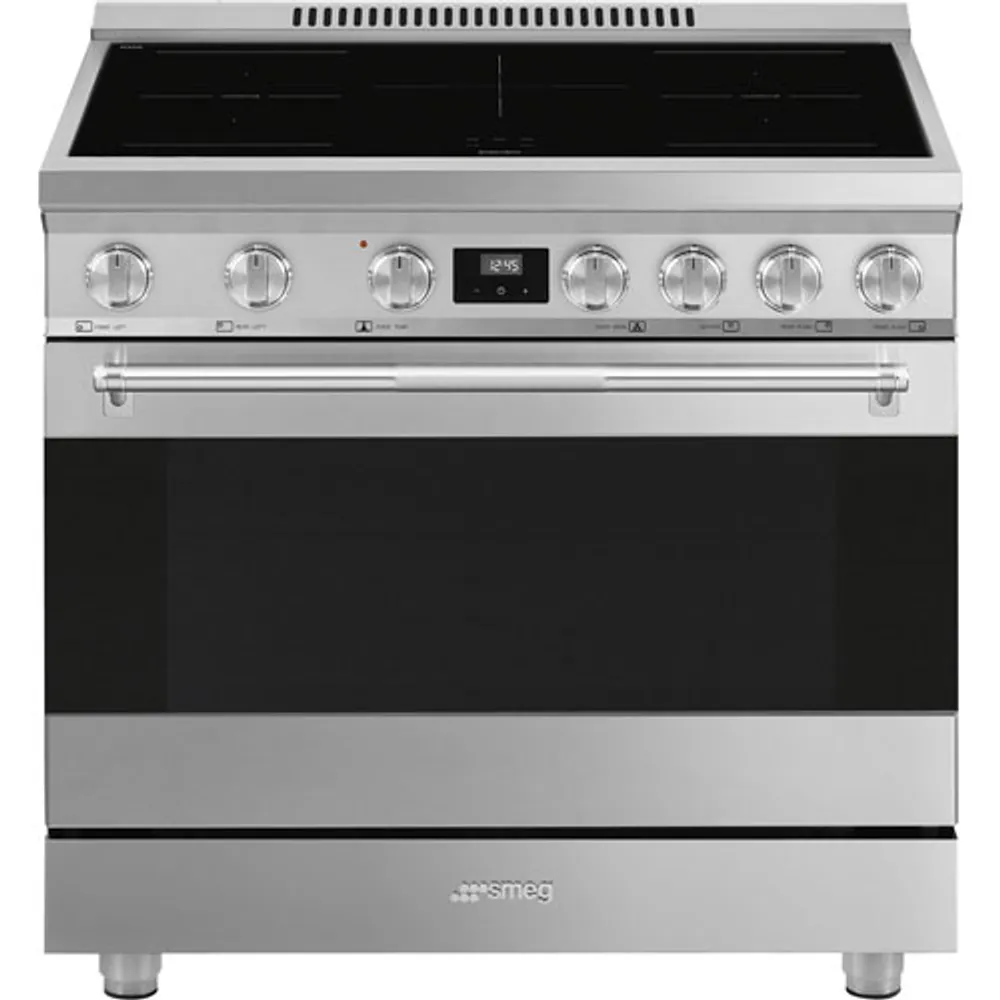 Smeg 36" 4.5 Cu. Ft. True Convection 5-Element Freestanding Induction Range (SPR36UIMX) - Stainless Steel