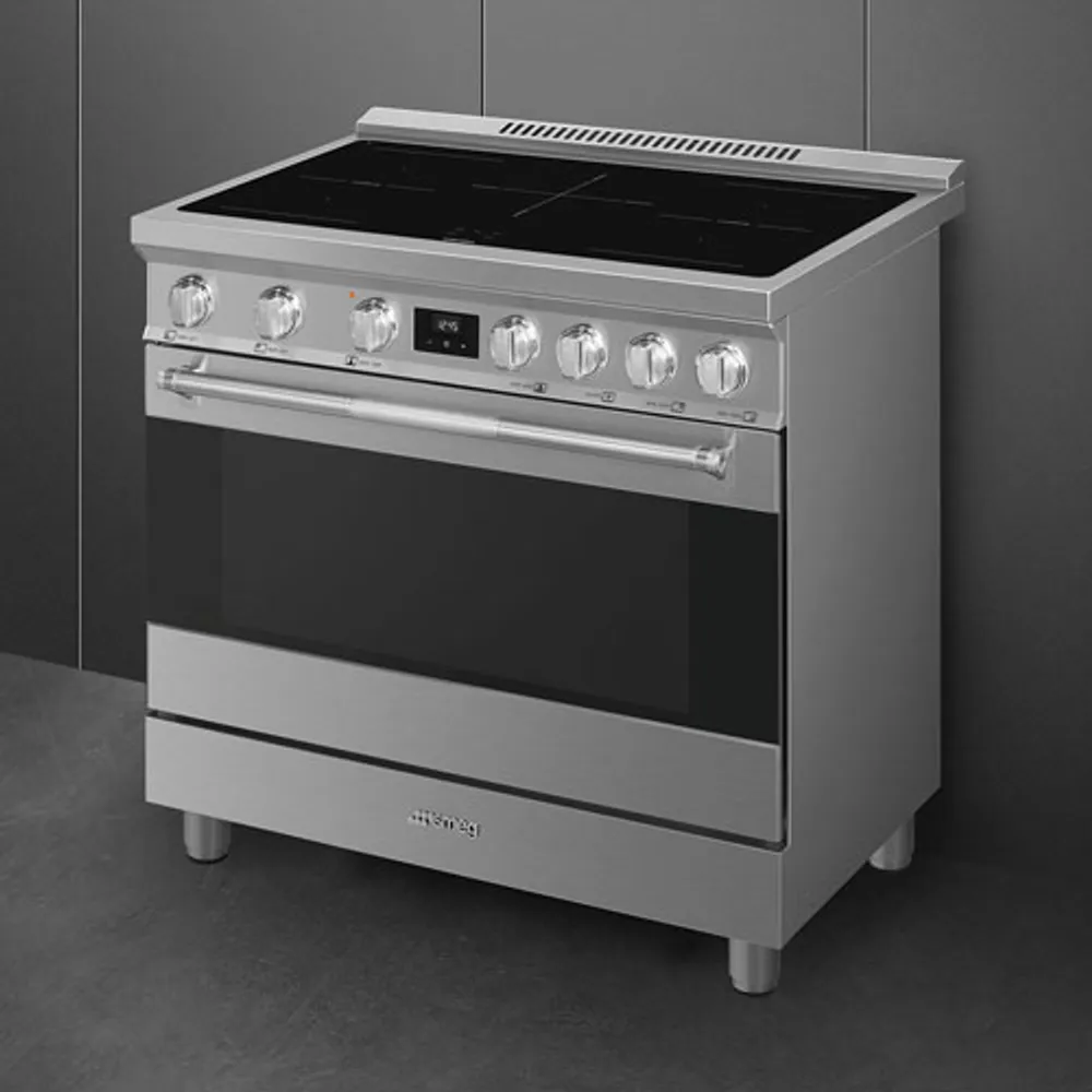 Smeg 36" 4.5 Cu. Ft. True Convection 5-Element Freestanding Induction Range (SPR36UIMX) - Stainless Steel