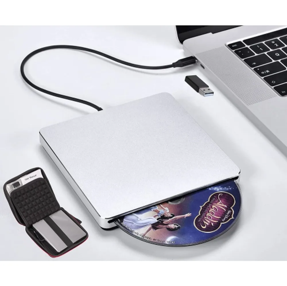 Lecteur CD externe, lecteur DVD USB 3.0 Lightscribe en aluminium, lecteur  DVD portatif USB C Slim
