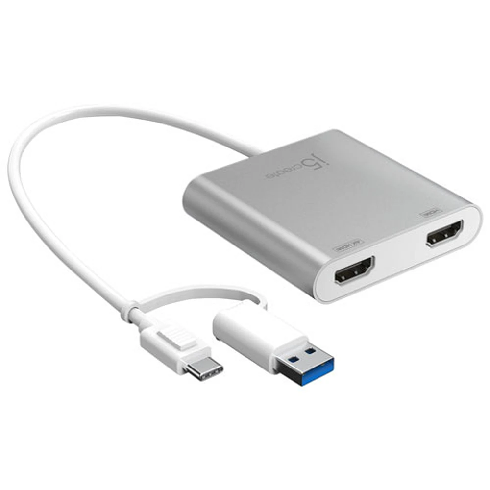 j5create USB-A/USB-C to Dual HDMI Adapter (JCA365)