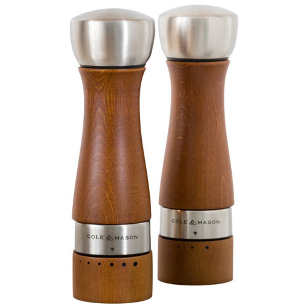 Cole & Mason Oldbury Salt & Pepper Mill Set - Beech Wood/Stainless Steel