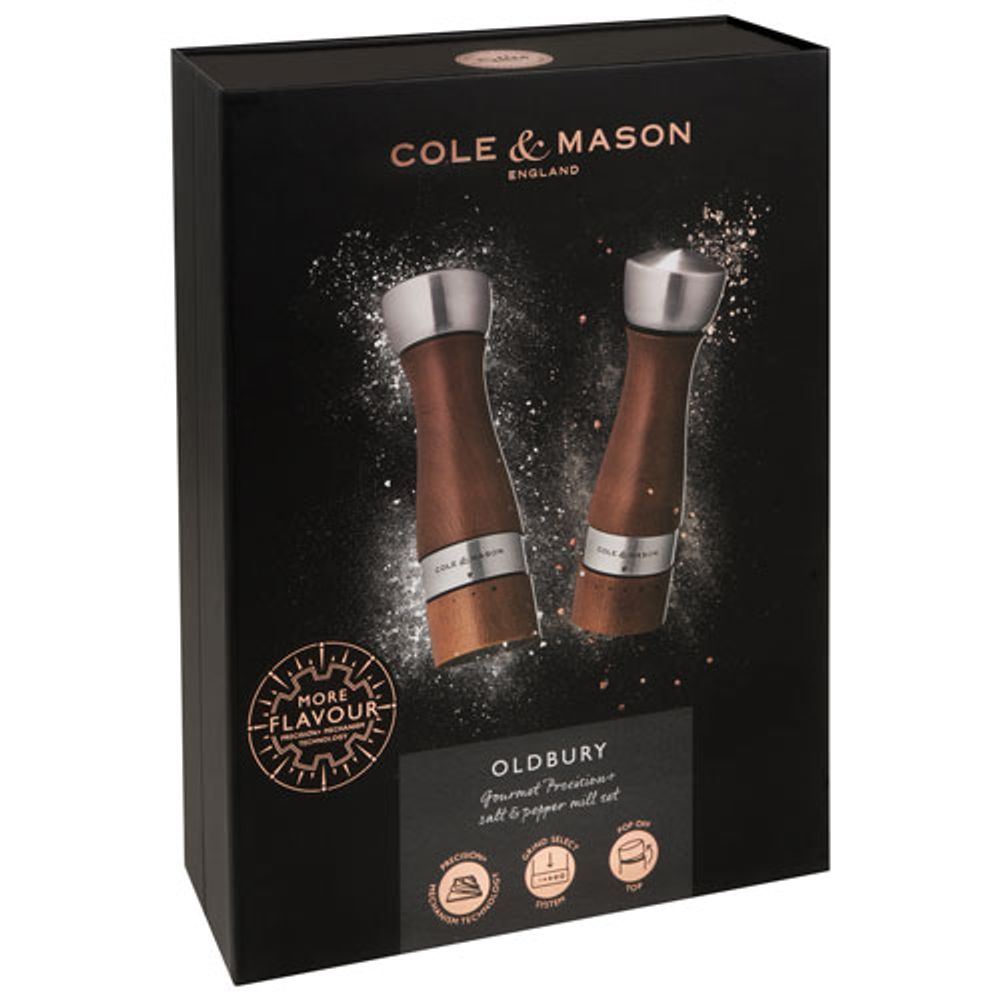 Cole & Mason Oldbury Salt & Pepper Mill Set - Beech Wood/Stainless Steel