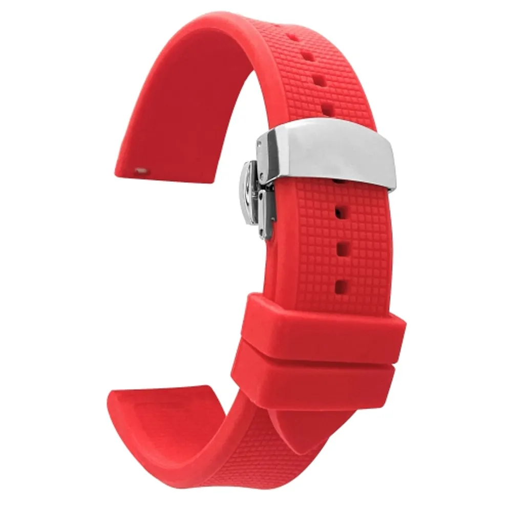 gevinst Medicinsk afslappet Bandini Waterproof Soft Rubber Silicone Deployment Smart Watch Band Strap  For Samsung Galaxy Watch 4, Galaxy Watch 3 (41mm), Gear Sport, Active 2 & 1  - 20mm, Red | Galeries de la Capitale