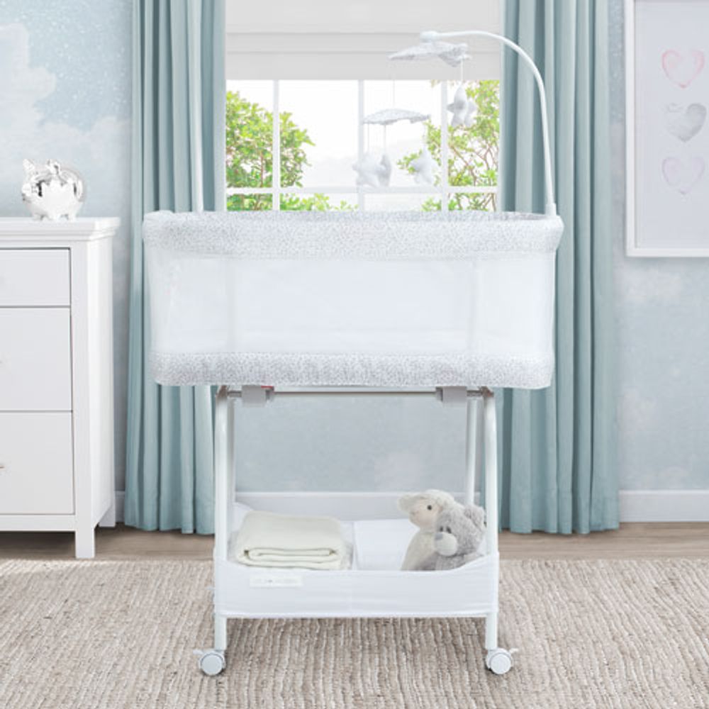 Delta Children Sweet Breeze Bassinet with Airflow Mesh - White/Grey