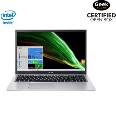 Open Box - Acer Aspire 1 15.6" Laptop w/ 1 year of Microsoft 365 - Silver (Intel ICD/128GB eMMC/4GB RAM/Win 11 S)