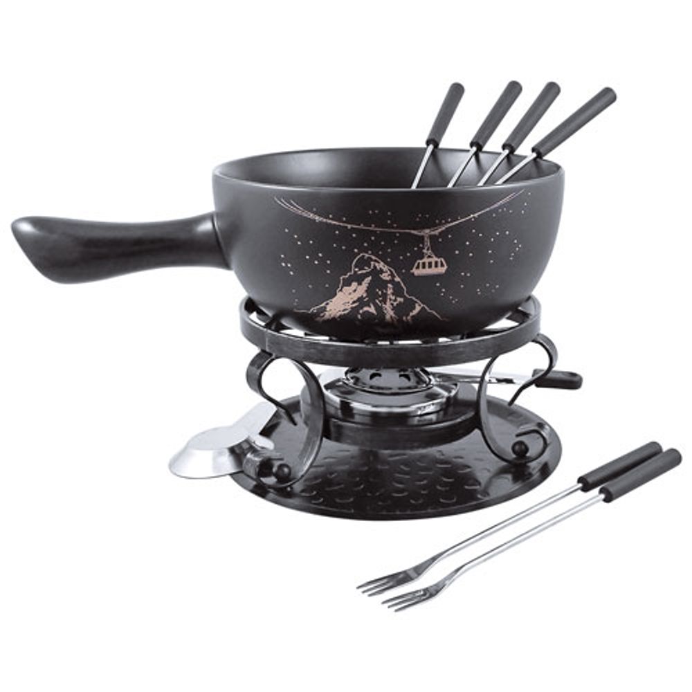 Swissmar Gruyere 9-Piece Ceramic Fondue Set (F66901) - Black