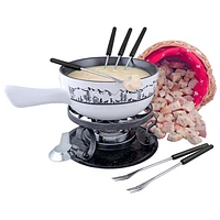 Swissmar Heidi 9-Piece Ceramic Fondue Set (F66885) - Beige