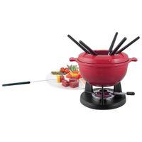 Swissmar Lucerne 10-Piece Cast Iron Fondue Set (F66540) - Red