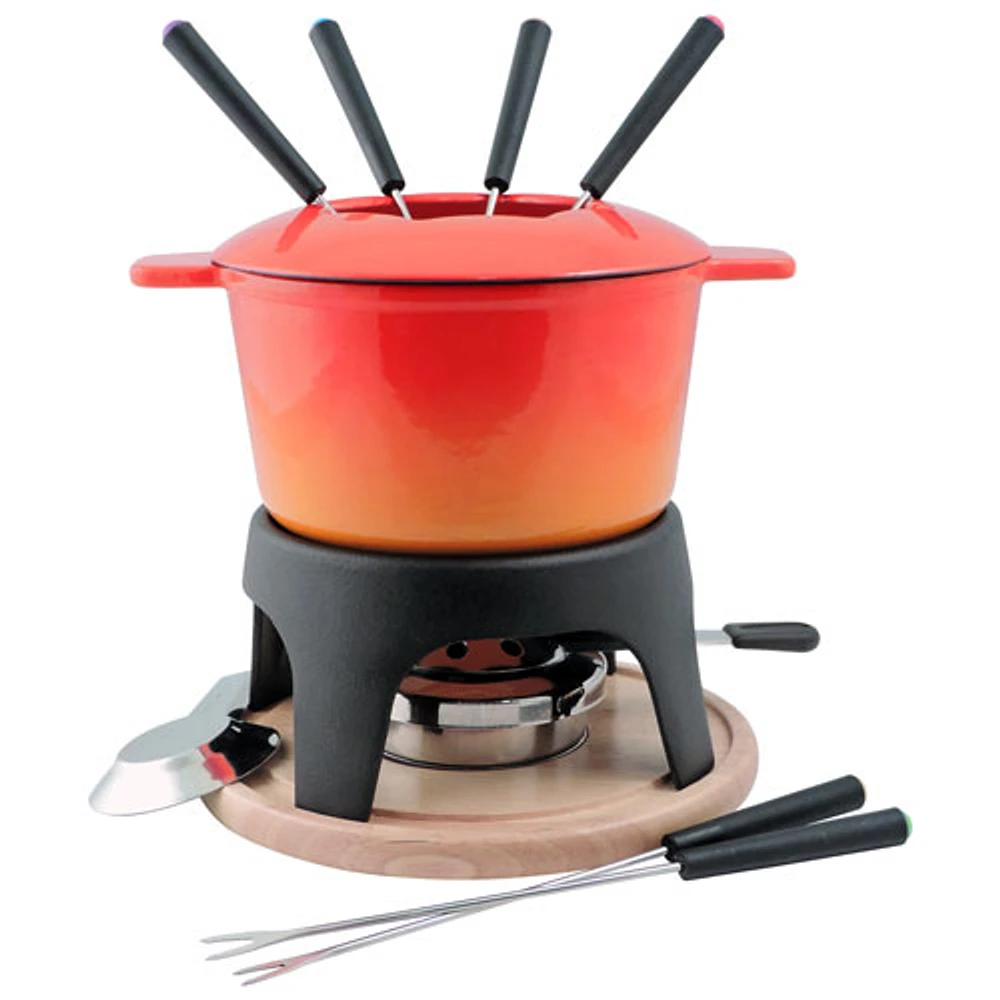 Swissmar Sierra 11-Piece Cast Iron Fondue Set (F66695) - Orange