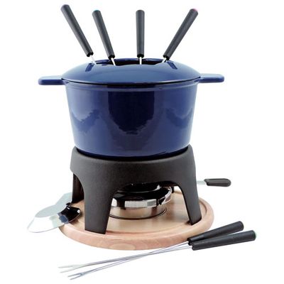 Swissmar Sierra 11-Piece Cast Iron Fondue Set (F66706) - Deep Blue