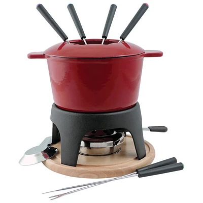 Swissmar Sierra 11-Piece Cast Iron Fondue Set (F66705) - Cherry Red