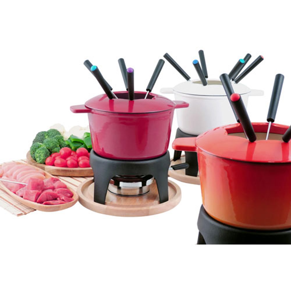 Swissmar Sierra 11-Piece Cast Iron Fondue Set (F66705) - Cherry Red