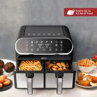 Friteuse à air chaud numérique à deux zones d'Ultima Cosa - 8 l/8,5 pte - Acier inoxydable noir - Exclusivité de Best Buy