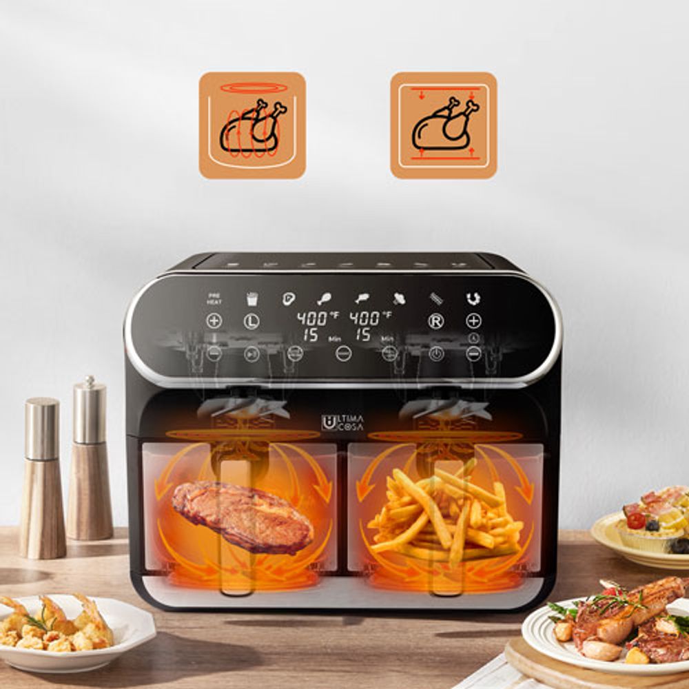 Ultima Cosa Digital Dual Zone Air Fryer - 8L/8.5QT - Black Stainless Steell - Only at Best Buy