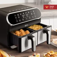 Friteuse à air chaud numérique à deux zones d'Ultima Cosa - 8 l/8,5 pte - Acier inoxydable noir - Exclusivité de Best Buy