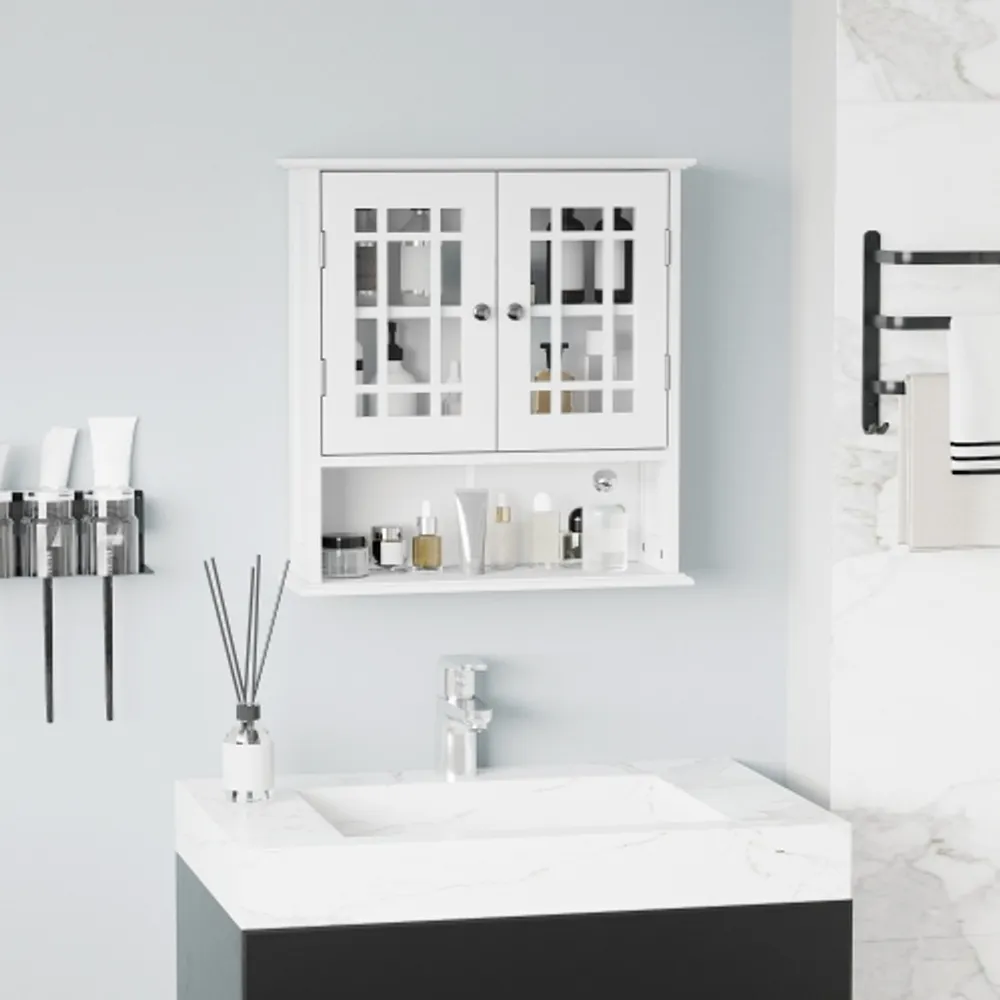 kleankin Bathroom Cabinet Wall Mount with Mirror Door 3 Shelf Organizer for  Bathroom Kitchen Bedroom Grey