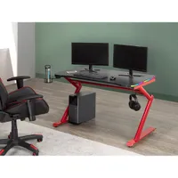 Brassex Luna 26.8"W Gaming Desk - Black/Red