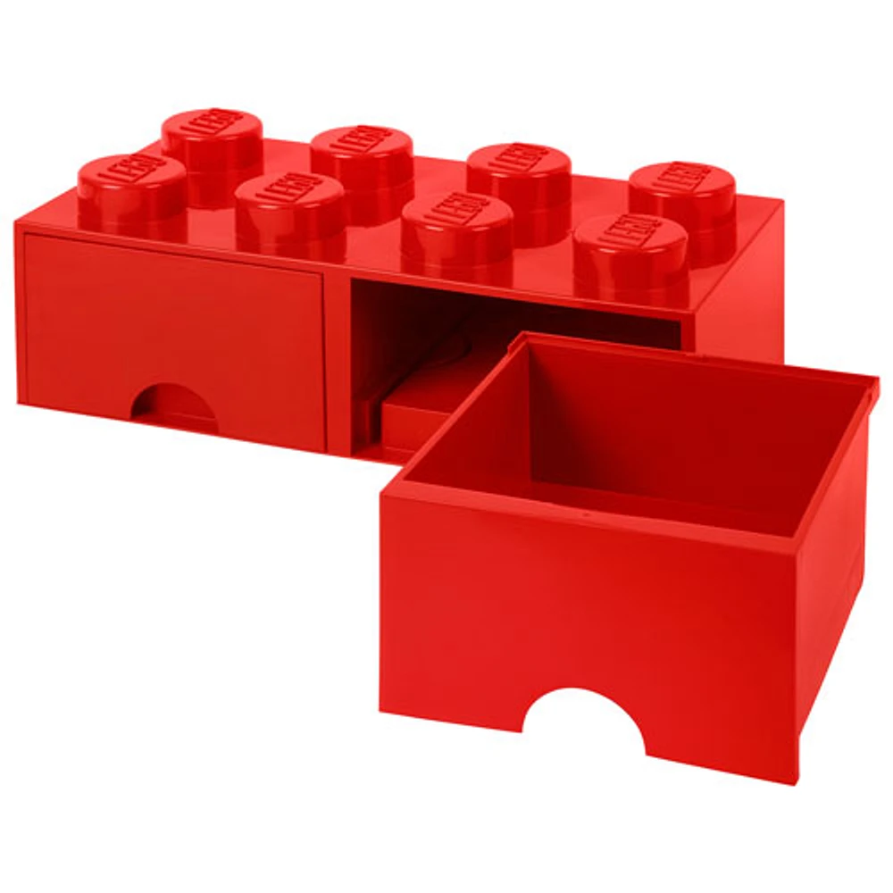 LEGO 8 Knobs Brick Storage Box with 2 Drawers - Bright Red (40061730)