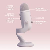 Logitech Aurora Collection Blue Yeti USB Condenser Gaming Microphone with Streamlabs Themes - White Mist