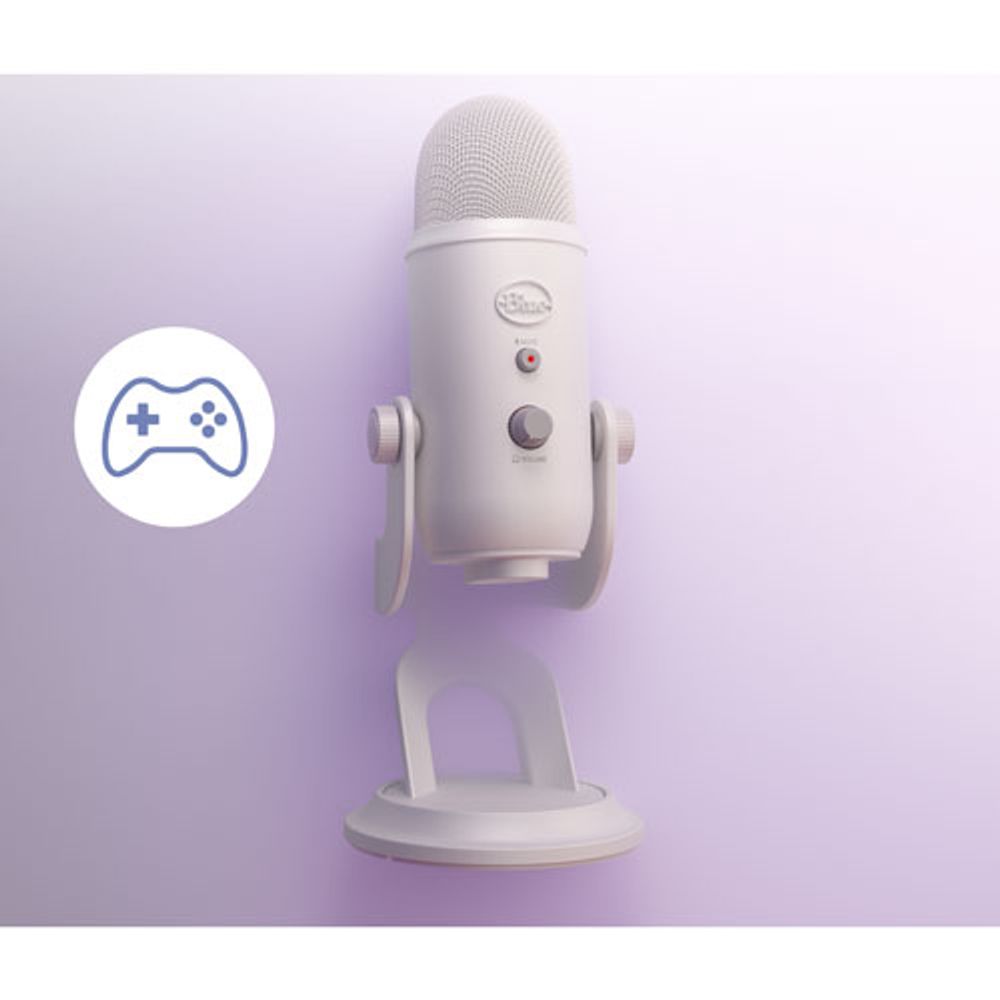 Logitech Aurora Collection Blue Yeti USB Condenser Gaming Microphone with Streamlabs Themes - White Mist