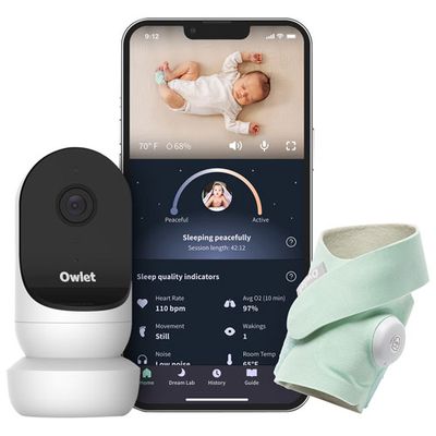 Owlet Dream Duo with Cam 2 Wearable Baby Monitor (PS04NMBBJ) - Mint Green