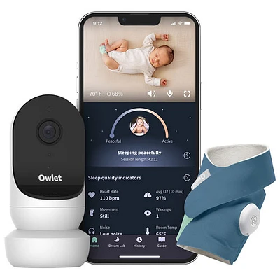 Interphone de surveillance portable Dream Duo avec Cam 2 d'Owlet (PS04N67BBK) - Bleu dodo