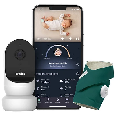 Owlet Dream Duo with Cam 2 Wearable Baby Monitor (PS04N55BBK) - Deep Sea Green