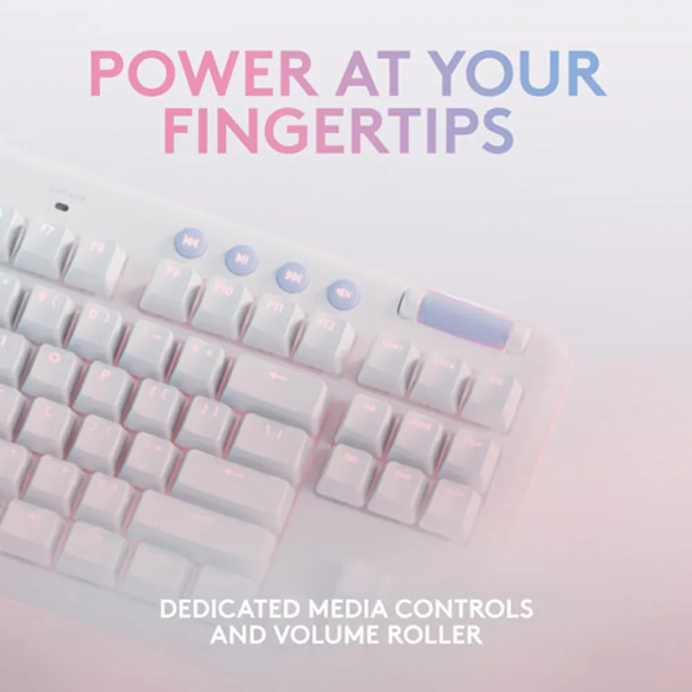 Clavier de jeu mécanique rétroéclairé Bluetooth avec touches tactiles GX Brown Aurora Collection G715 de Logitech G - Brume blanche