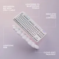 Clavier de jeu mécanique rétroéclairé Bluetooth avec touches tactiles GX Brown Aurora Collection G715 de Logitech G - Brume blanche