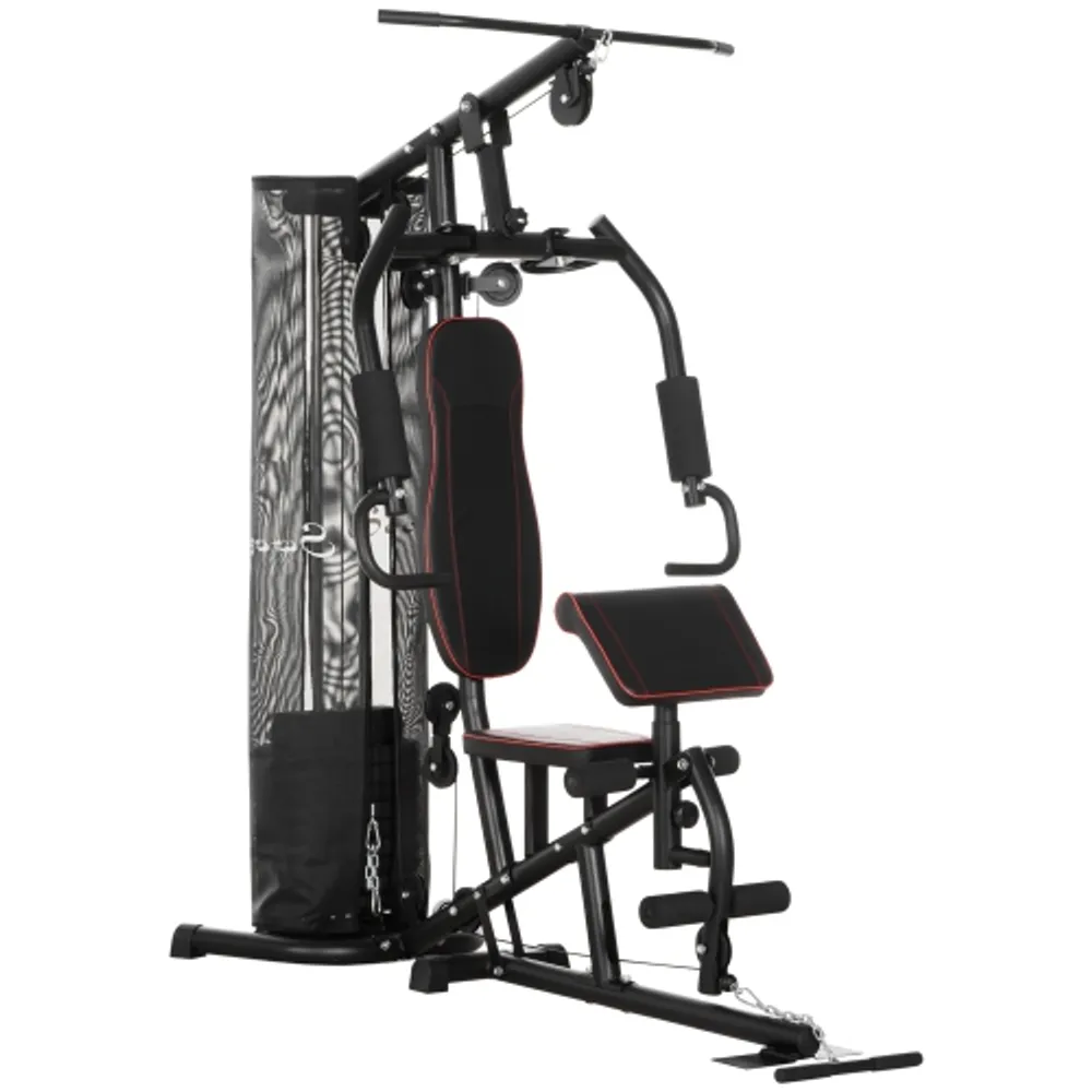 Soozier Home Gym, Multifunction Gym Equipment Power Tower with 100Lbs  Weight Stack for Back, Chest, Arm, Leg and Full Body Workout