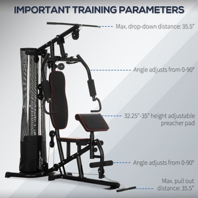 Soozier Multi Home Gym Equipment With 99lbs Weight Stack