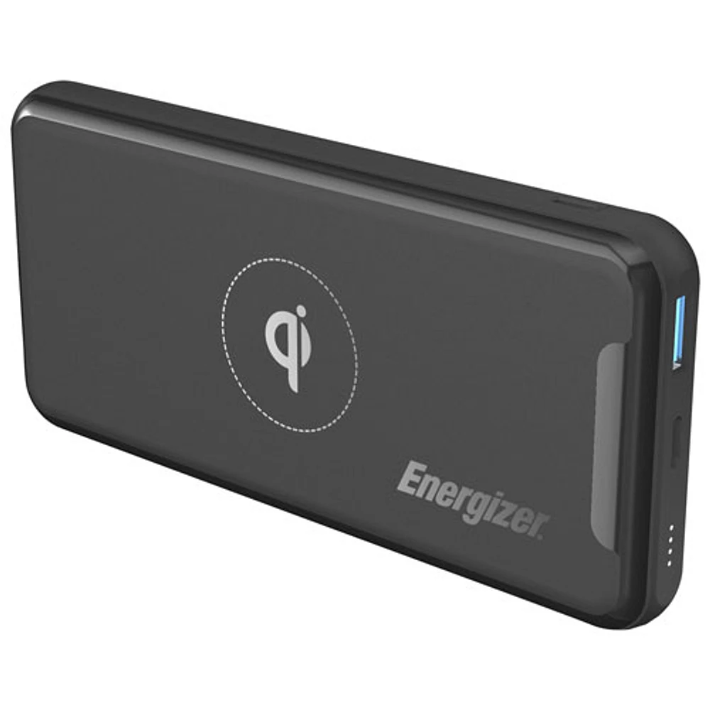 Energizer 10000 mAh USB-A/USB-C Power Bank with Wireless Qi Charger - Black