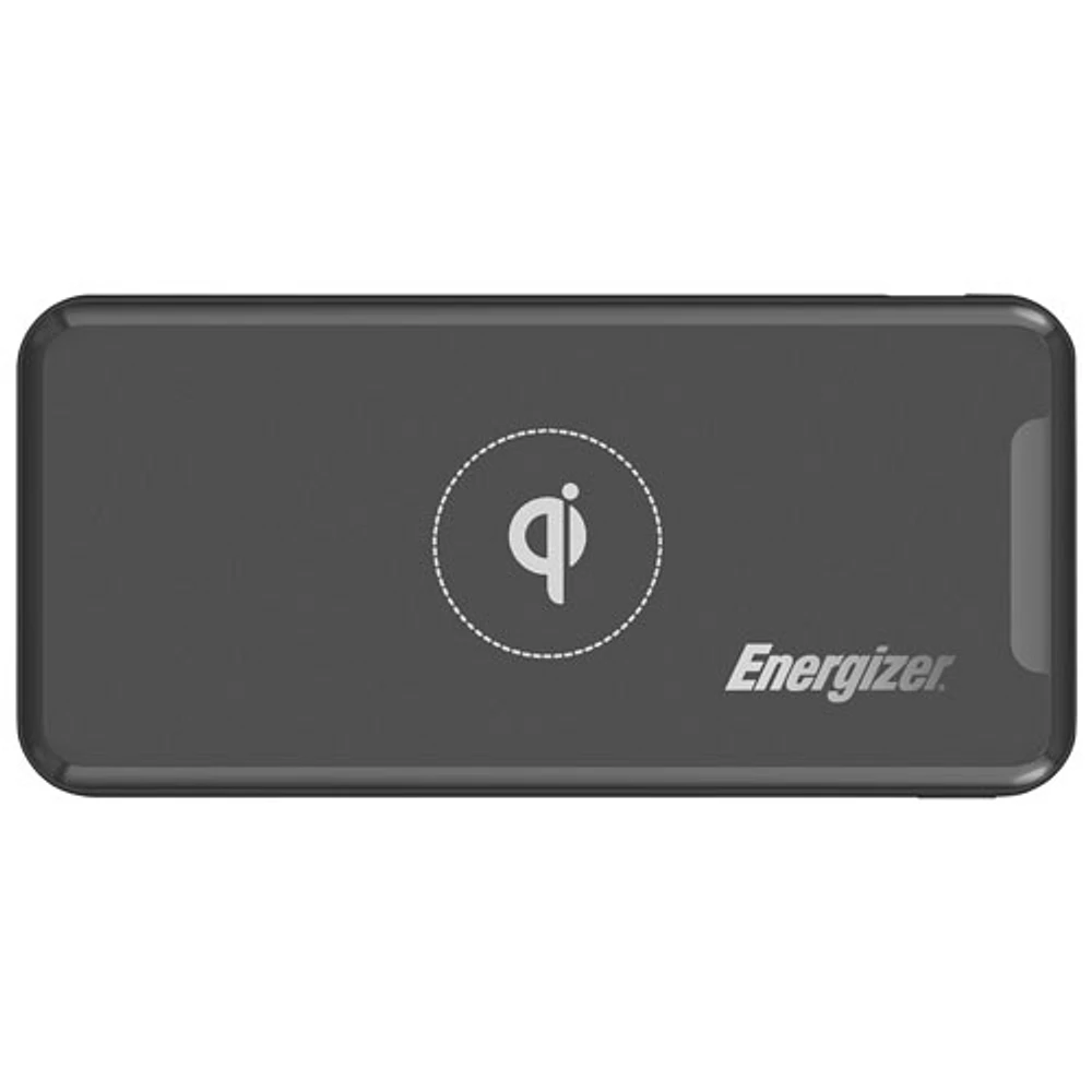 Energizer 10000 mAh USB-A/USB-C Power Bank with Wireless Qi Charger - Black