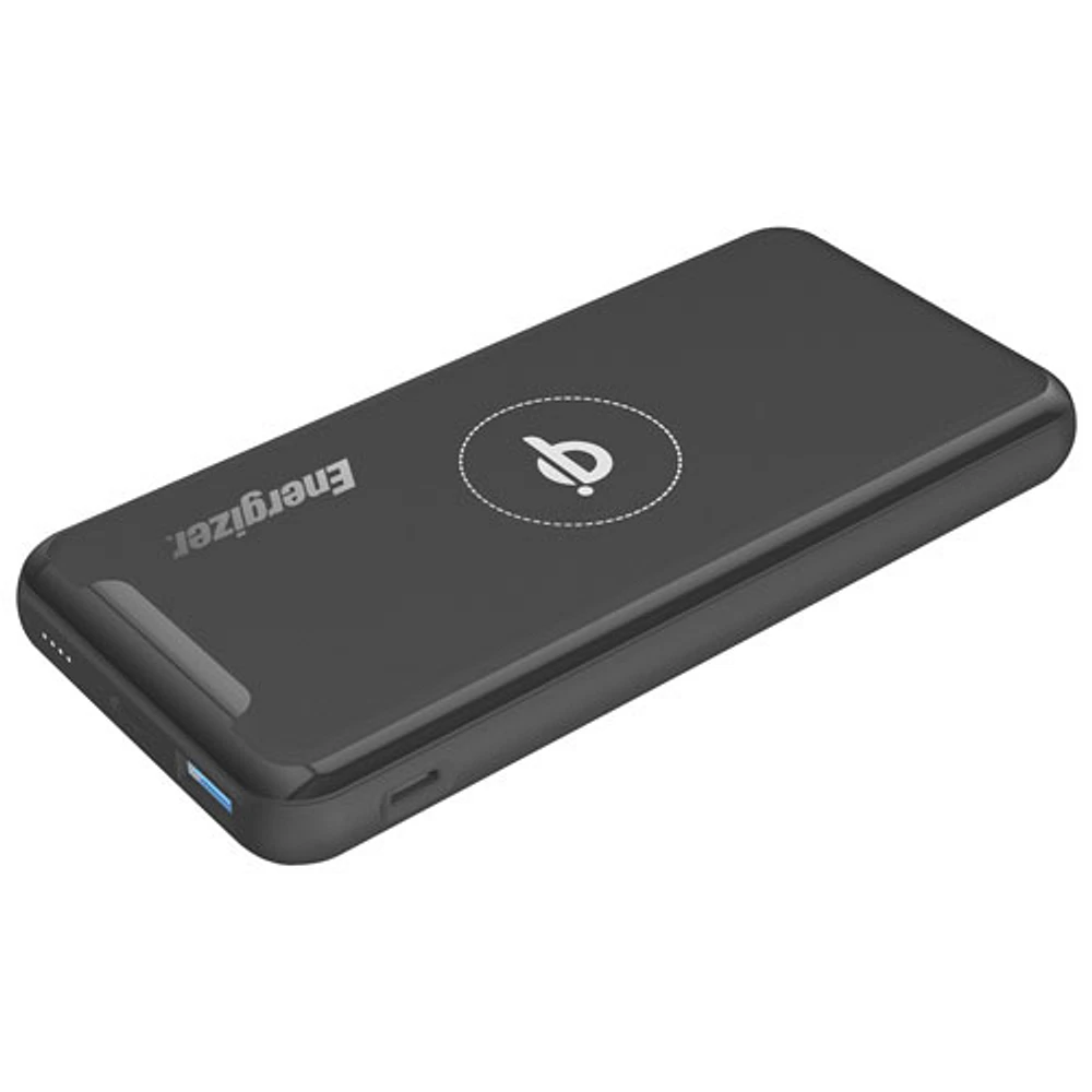 Energizer 10000 mAh USB-A/USB-C Power Bank with Wireless Qi Charger - Black