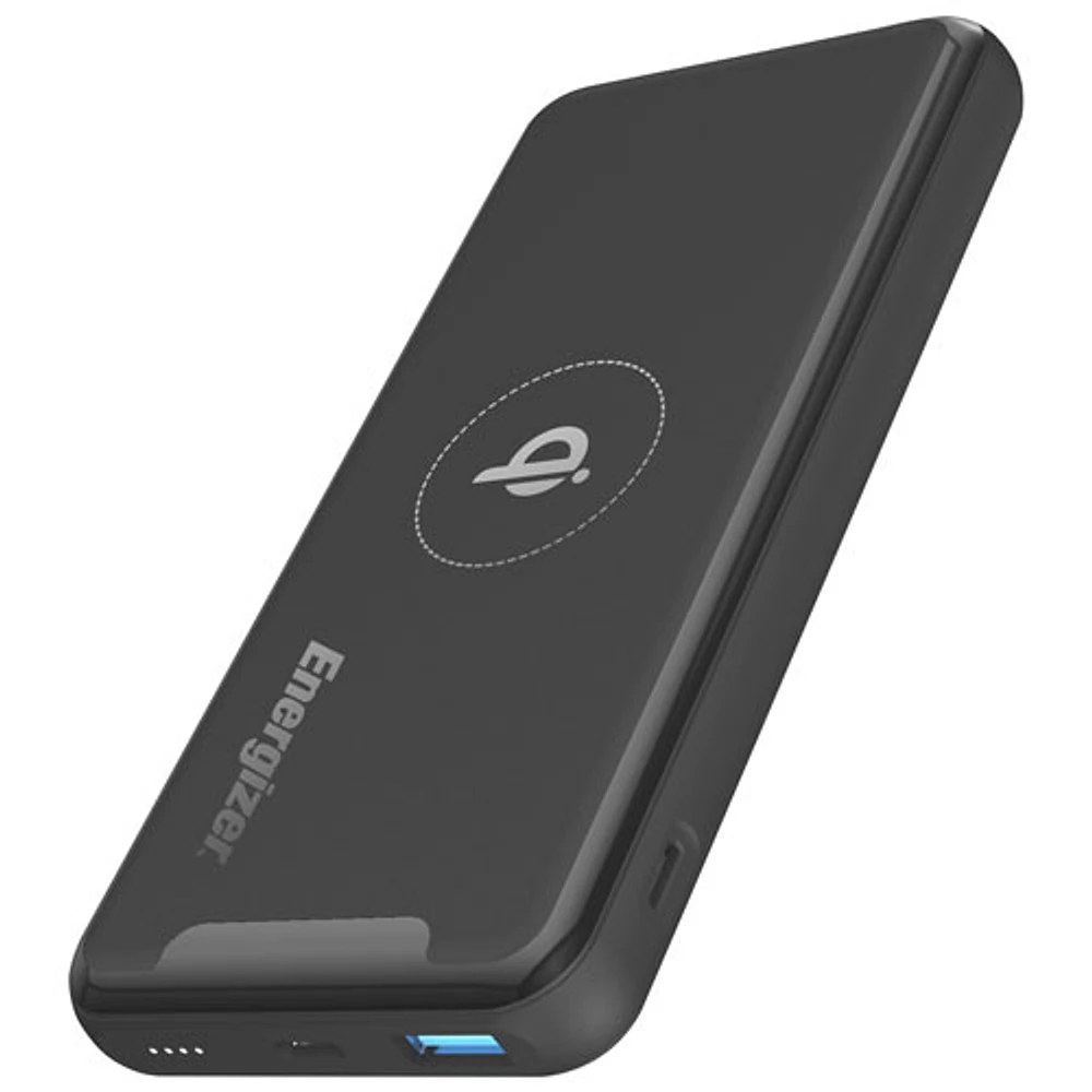 Energizer 10000 mAh USB-A/USB-C Power Bank with Wireless Qi Charger - Black