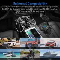 axGear Waterproof Dual Quick Charge 3.0 USB Car Socket 12V/24V 36W with LED Display