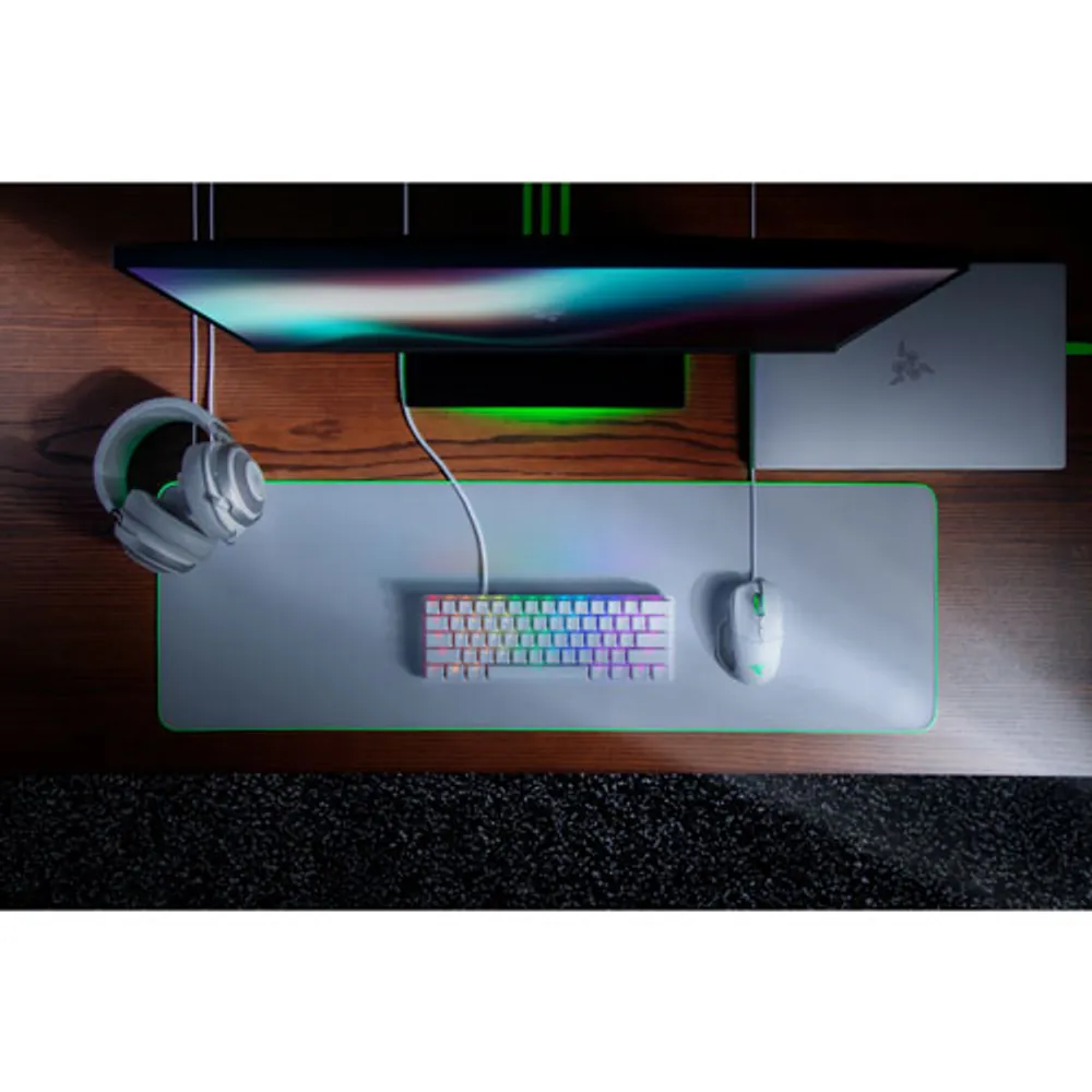 Razer Hunstman Backlit Mechanical Doubleshot PBT Clicky TKL Ergonomic Gaming Keyboard -Mercury -English