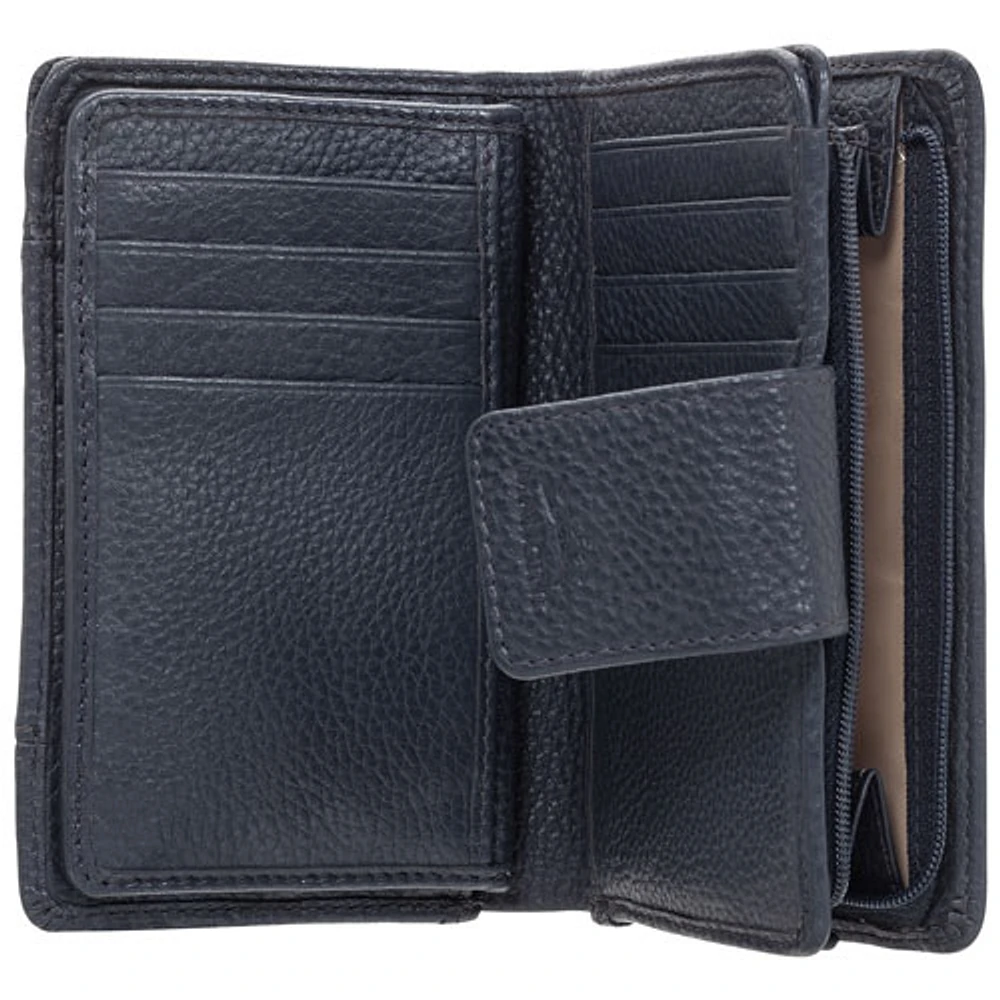 Mancini Pebble RFID Genuine Leather Bi-fold -Slot Clutch Wallet