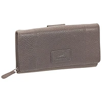 Mancini Pebble RFID Genuine Leather Bi-fold 21-Slot Clutch Wallet - Grey