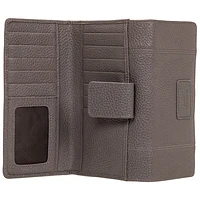 Mancini Pebble RFID Genuine Leather Bi-fold 21-Slot Clutch Wallet - Grey