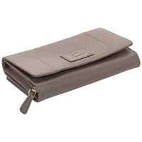 Mancini Pebble RFID Genuine Leather Bi-fold 21-Slot Clutch Wallet - Grey